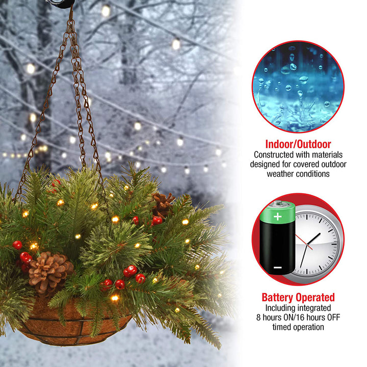 National Tree Company 20" Artificial Christmas Colonial Hanging Basket(Open Box)