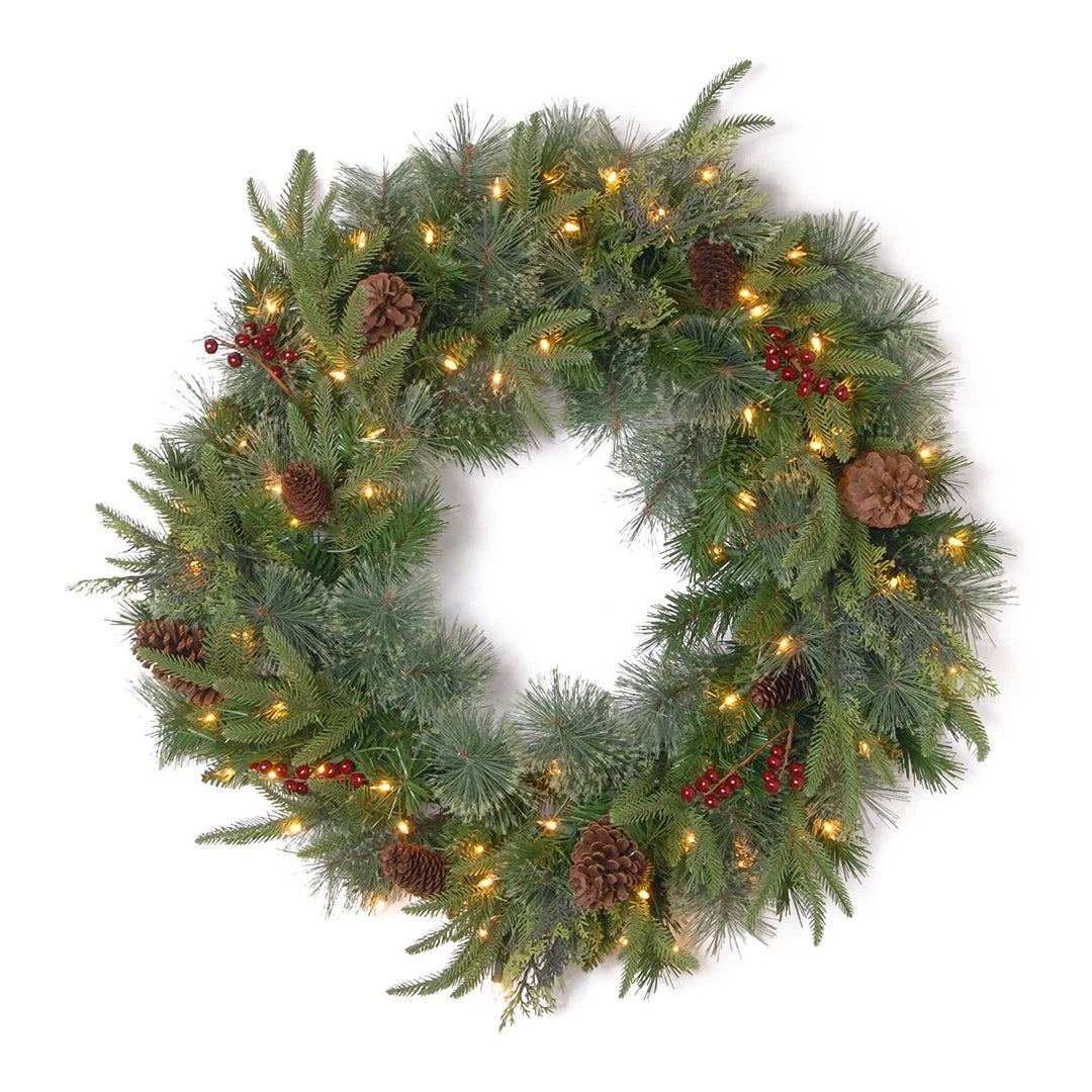 National Tree Company 24 Inch Colonial Wreath with Dual Color Lights(Open Box)