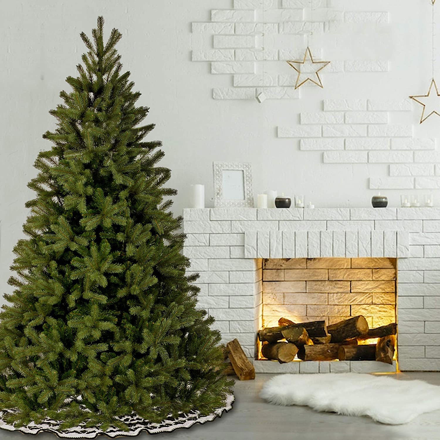 National Tree Company Downswept Douglas 7 Foot Christmas Tree & Color Lights