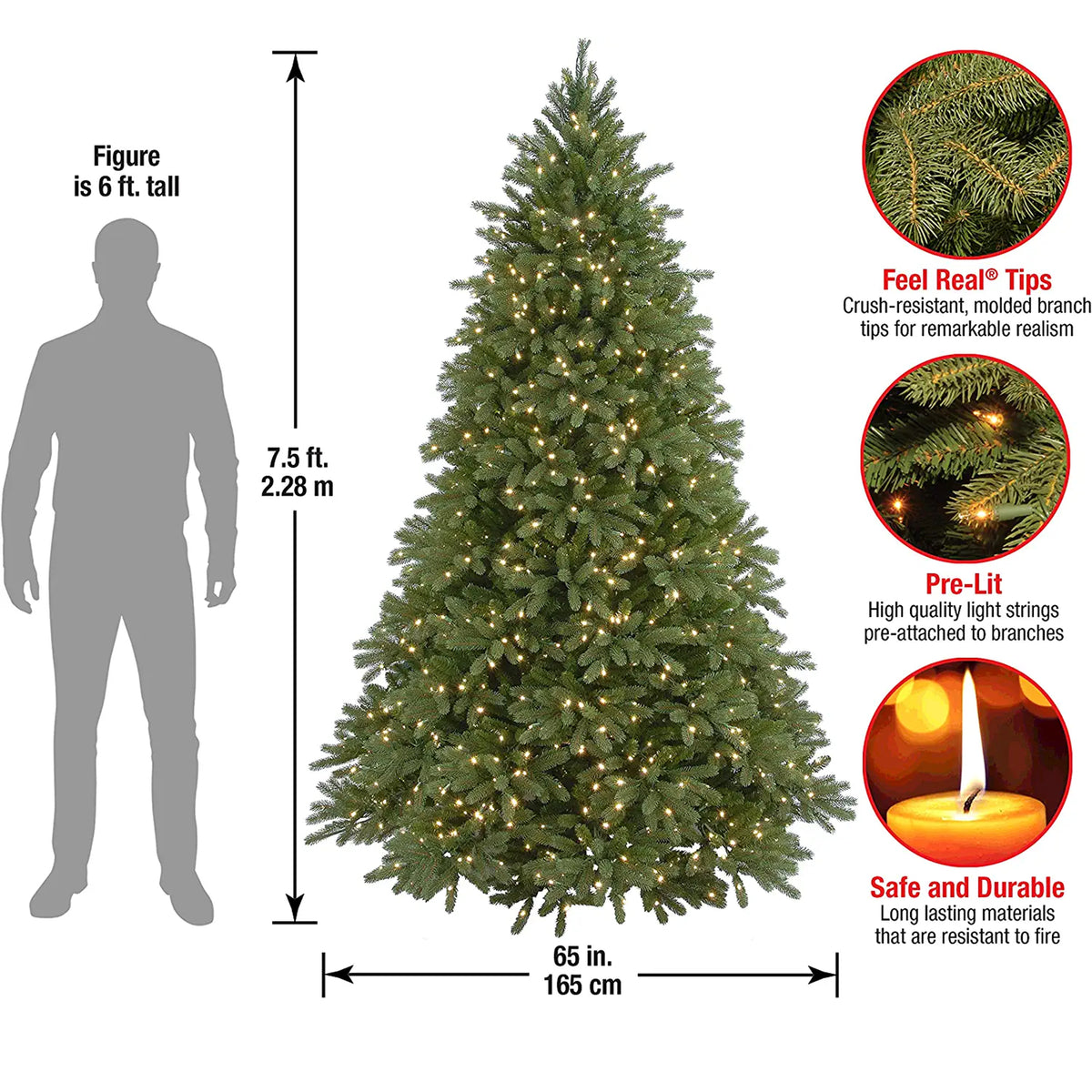 National Tree Company Jersey Frasier Fir 7.5' Dual Color Prelit Christmas Tree