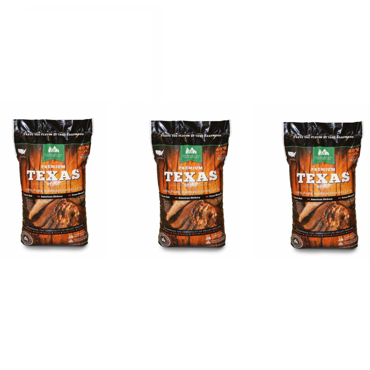 Green Mountain Grills Premium Texas Pure Hardwood Outdoor Grilling Pellets (3)