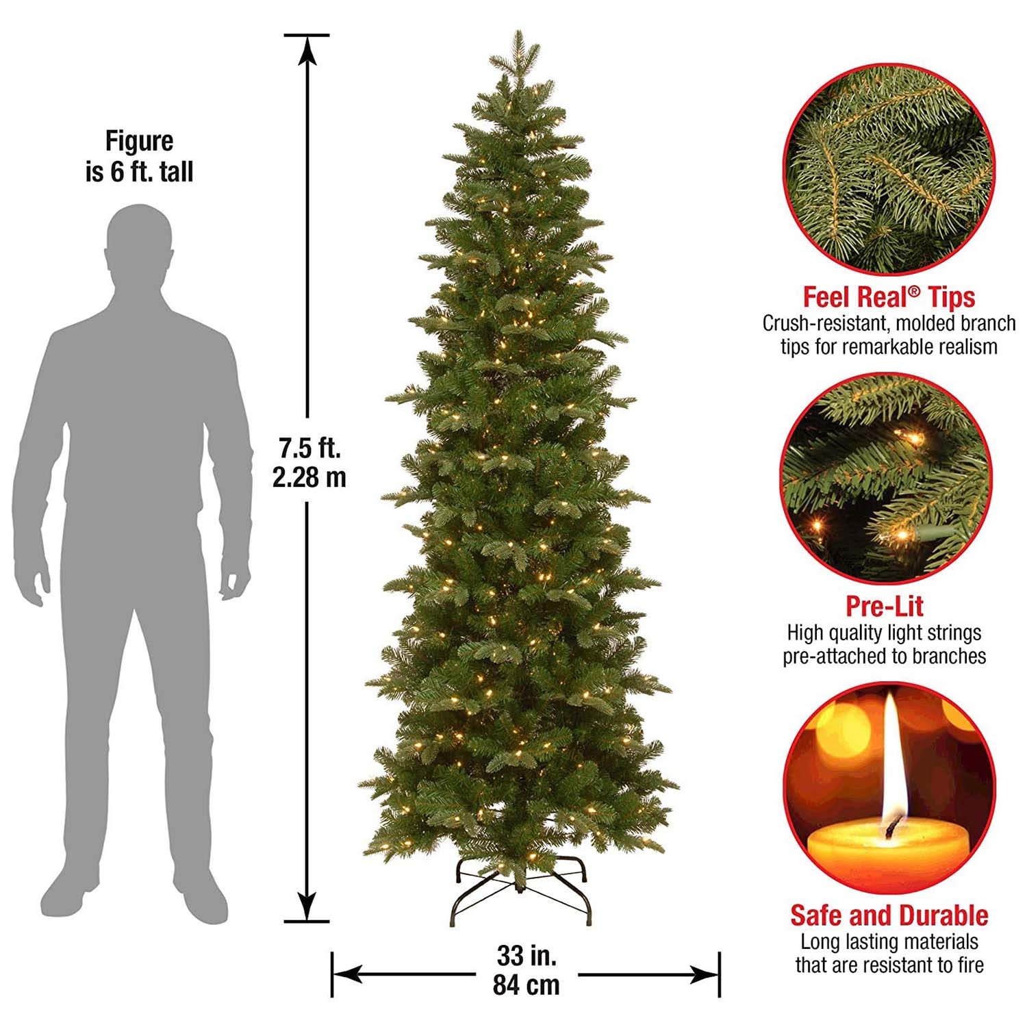 National Tree 7.5" Prescott Slim Pre-Lit Artificial Christmas Tree (Open Box) - VMInnovations