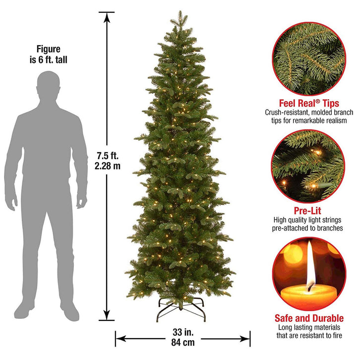 National Tree 7.5" Prescott Slim Pre-Lit Artificial Christmas Tree (Open Box)