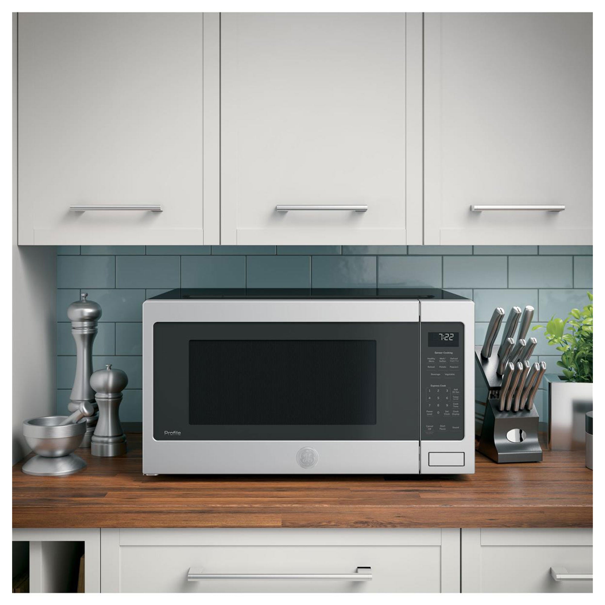 GE Profile 2.2 Cubic Foot Countertop Microwave, Gray  (For Parts) - VMInnovations