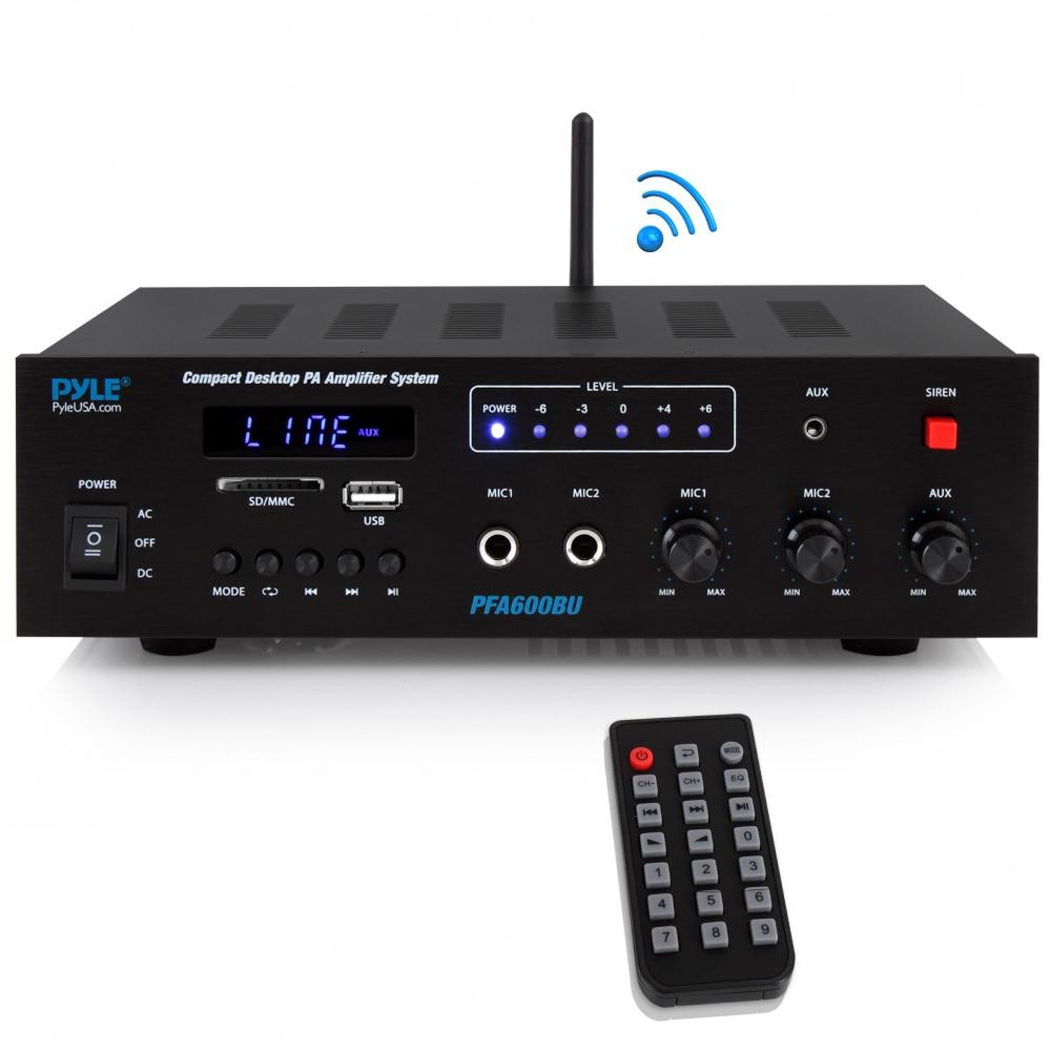 Pyle PFA600BU 300W 2 Channel Compact Bluetooth Public Address Amplifier (4 Pack)