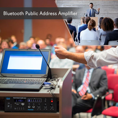 Pyle PFA600BU 300W 2 Channel Compact Bluetooth Public Address Amplifier (4 Pack)