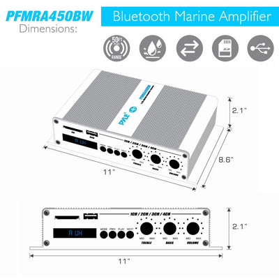 Pyle 4 Channel 400W Marine Amplifier Bluetooth Receiver Sound System (4 Pack)