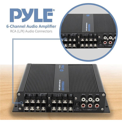Pyle 6 Channel 600 Watt Marine Amp Amplifier Bluetooth Receiver Sound System