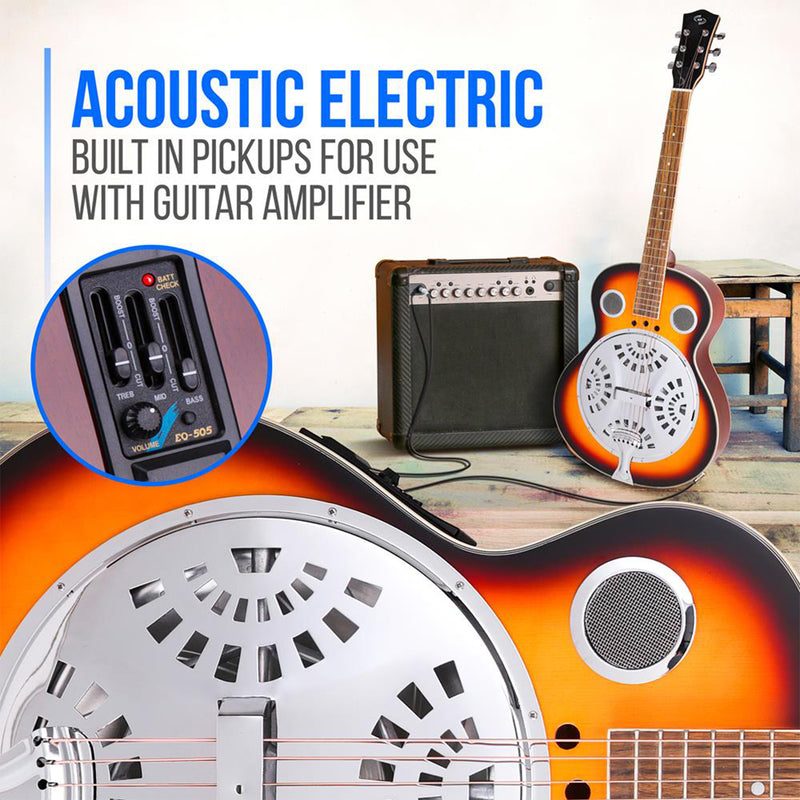 Pyle Full Scale Resophonic 6 String Acoustic Guitar w/ Accessory Kit (Open Box)