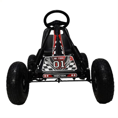 NextGen Kids 4 Wheel Ride On Car Pedal Go Cart & Safety Helmet, Black (Open Box)