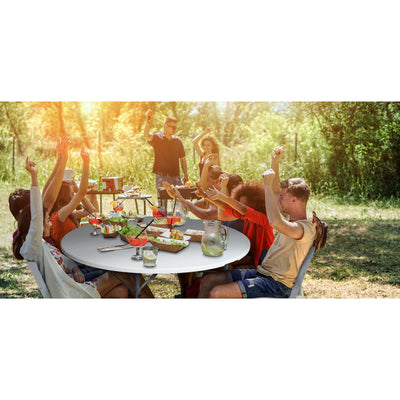 Plastic Development Group 5 Ft Fold In Half Folding Banquet Table, White (Used) - VMInnovations