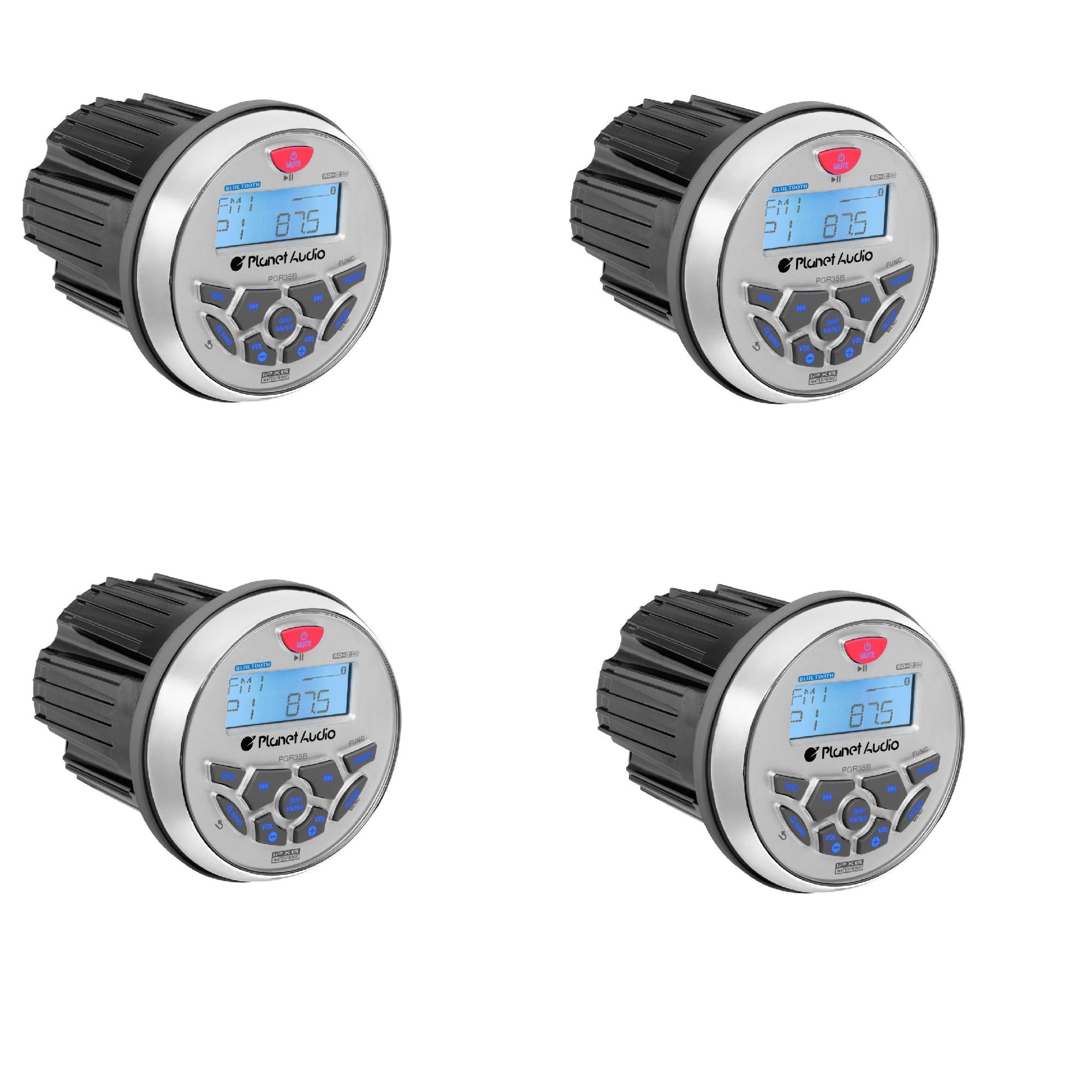 Planet Audio 3.5" Marine MP3/Radio Bluetooth Stereo Receiver, PGR35B (4 Pack)