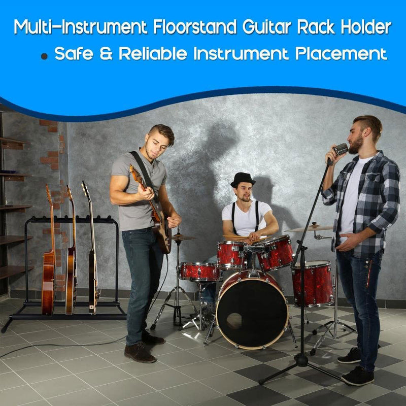 Pyle PGST43 Multi Instrument 7 Slot Universal Guitar Floor Stand Rack Holder