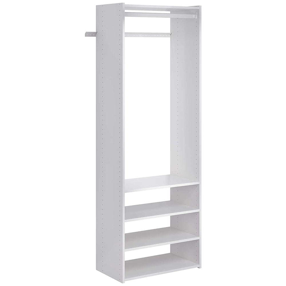 Easy Track Wooden Tower Closet Organizer System Kit with Shelves (For Parts)
