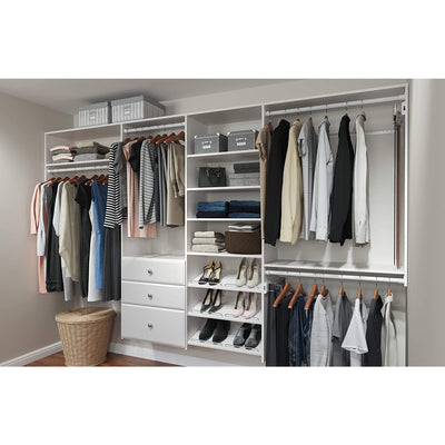 Easy Track Dual Tower Closet Storage Organizer with Shelves and Drawers, White