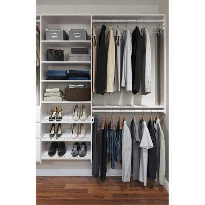 Easy Track Dual Tower Closet Storage Organizer with Shelves and Drawers, White