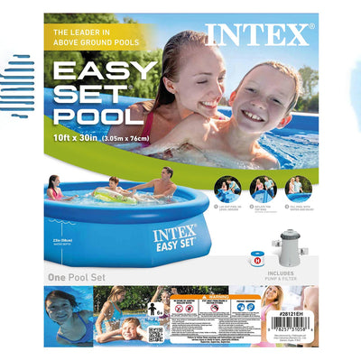 Intex 10'x2.5' Kid Swimming Pool w/Filter Pump & Cleaning Maintenance Kit