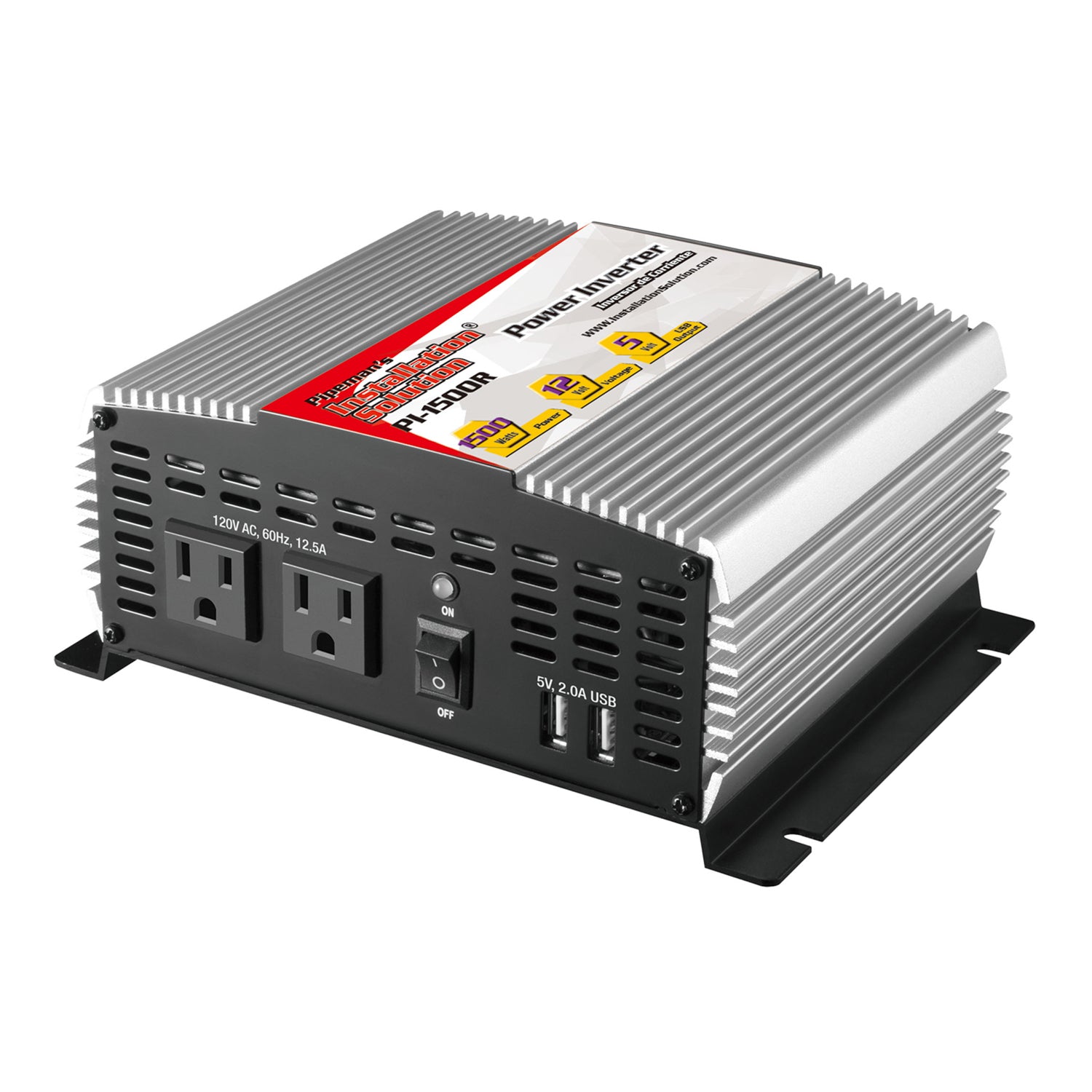 AudioPipe Pipemans 1500W Max DC Plug USB 12V Car Audio Power Inverter (2 Pack)