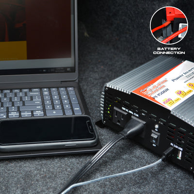 AudioPipe PI-1500R Pipemans 1500W Max DC Plug USB 12 Volt Car Audio Inverter