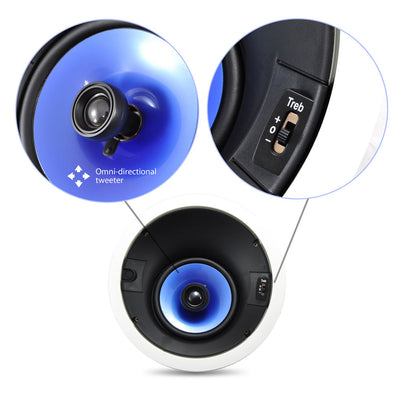Pyle Audio 6.5 Inch 2 Way 250W Directional In Ceiling Speaker, White (8 Pack)