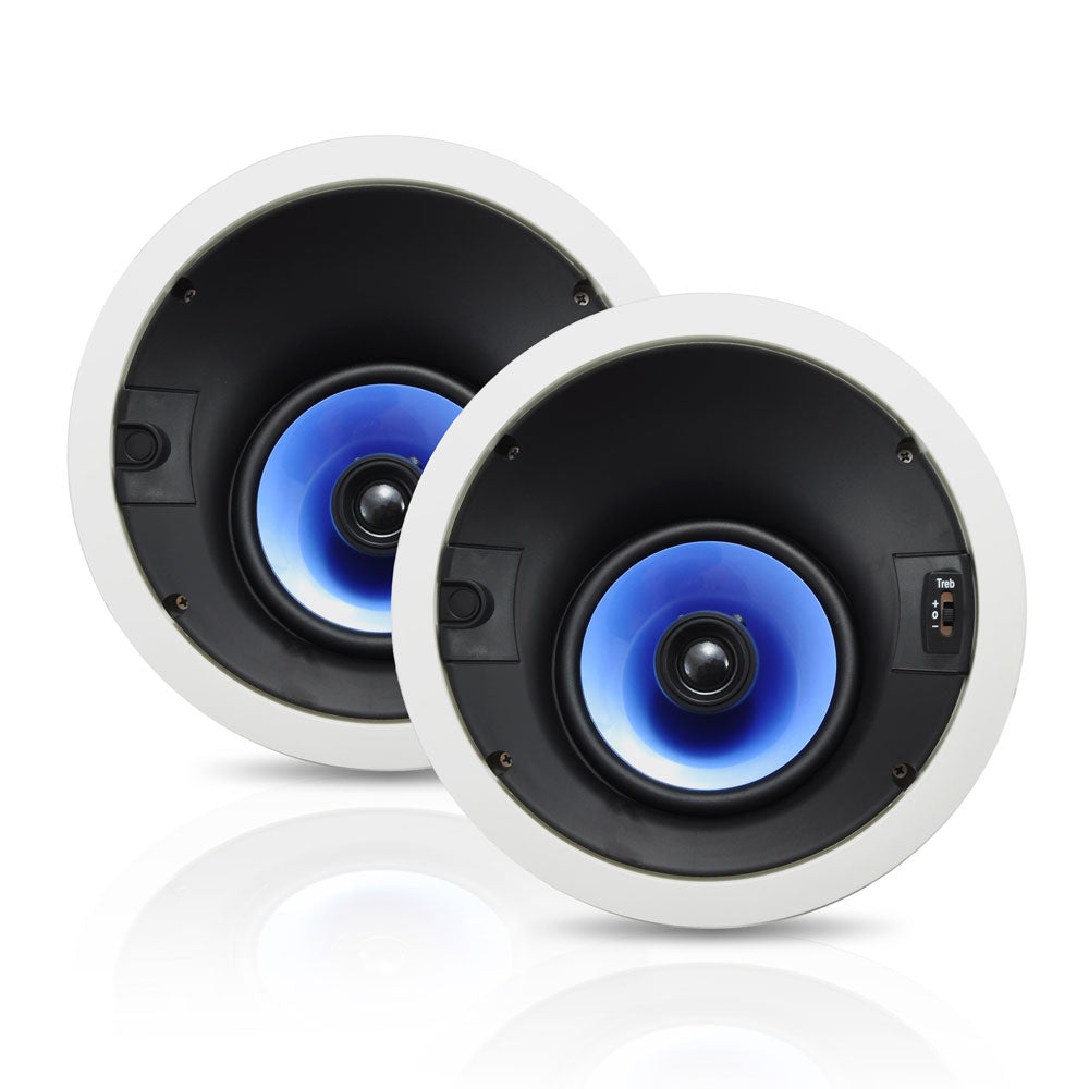 Pyle Audio 6.5 Inch 2 Way 250W Directional In Ceiling Speaker, White (8 Pack)