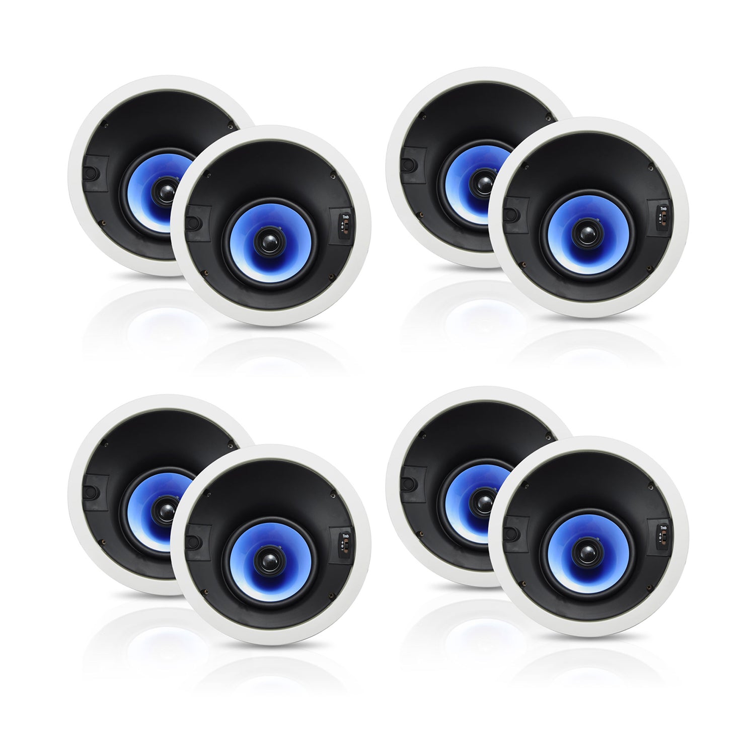 Pyle Audio 6.5 Inch 2 Way 250W Directional In Ceiling Speaker, White (8 Pack)