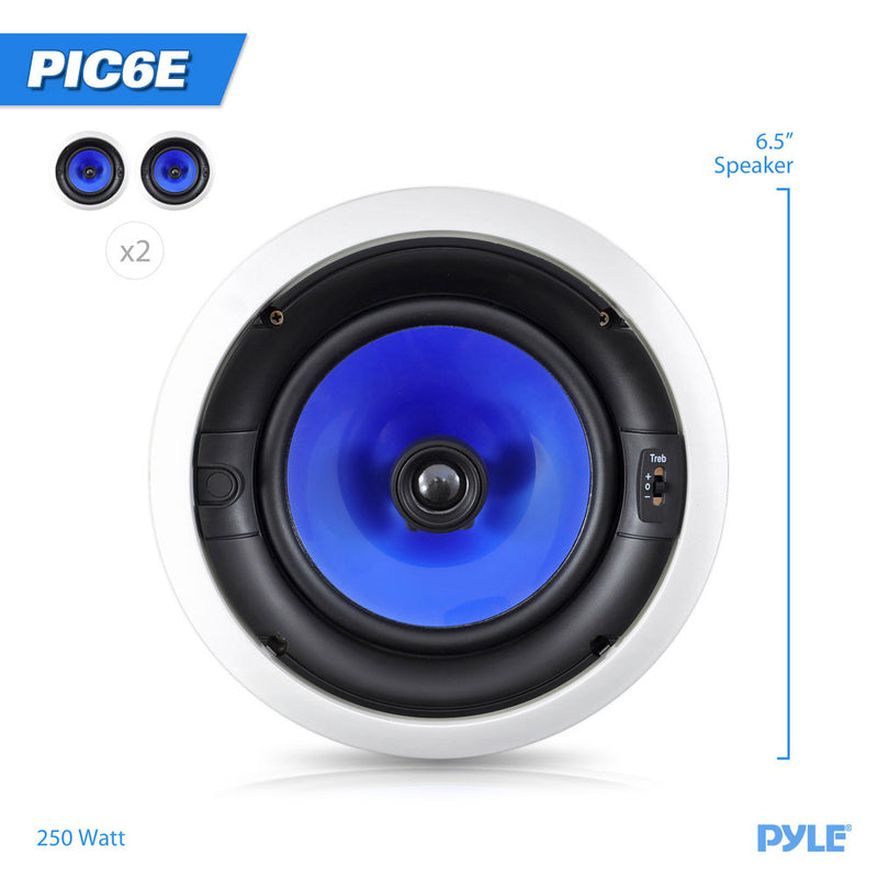 Pyle Audio 6.5 Inch 2 Way 250W Flush Mount Hi Fi In Wall Ceiling Speakers, Pair