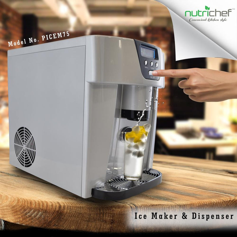 NutriChef Portable Kitchen Countertop Ice Cube Maker & Water Dispenser(Open Box)