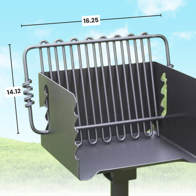 Pilot Rock Park Style Steel Outdoor BBQ Charcoal Grill and Post, Black (Used) - VMInnovations