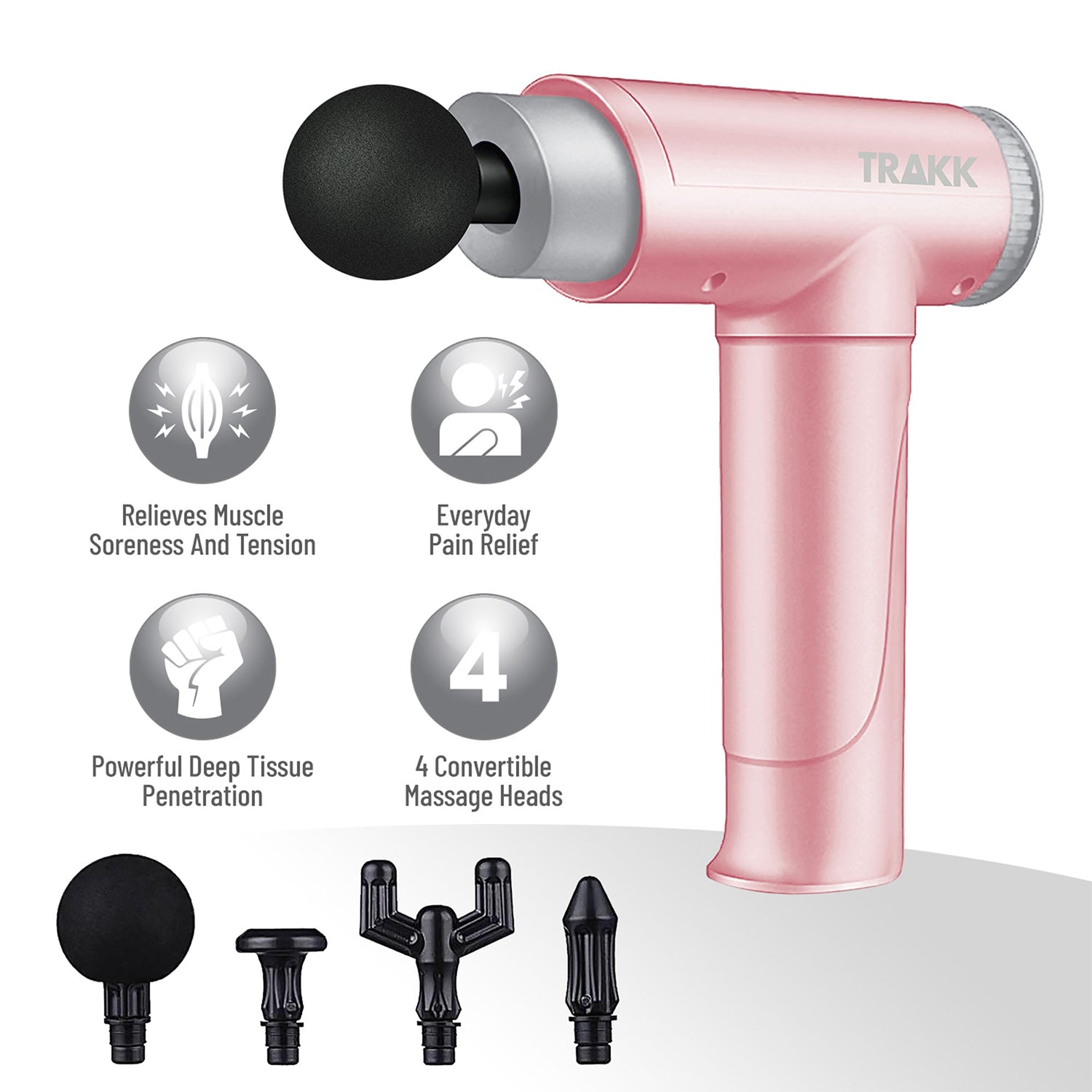 TRAKK Deep Tissue Handheld Massage Gun Therapy w/ Attachments (Open Box) - VMInnovations