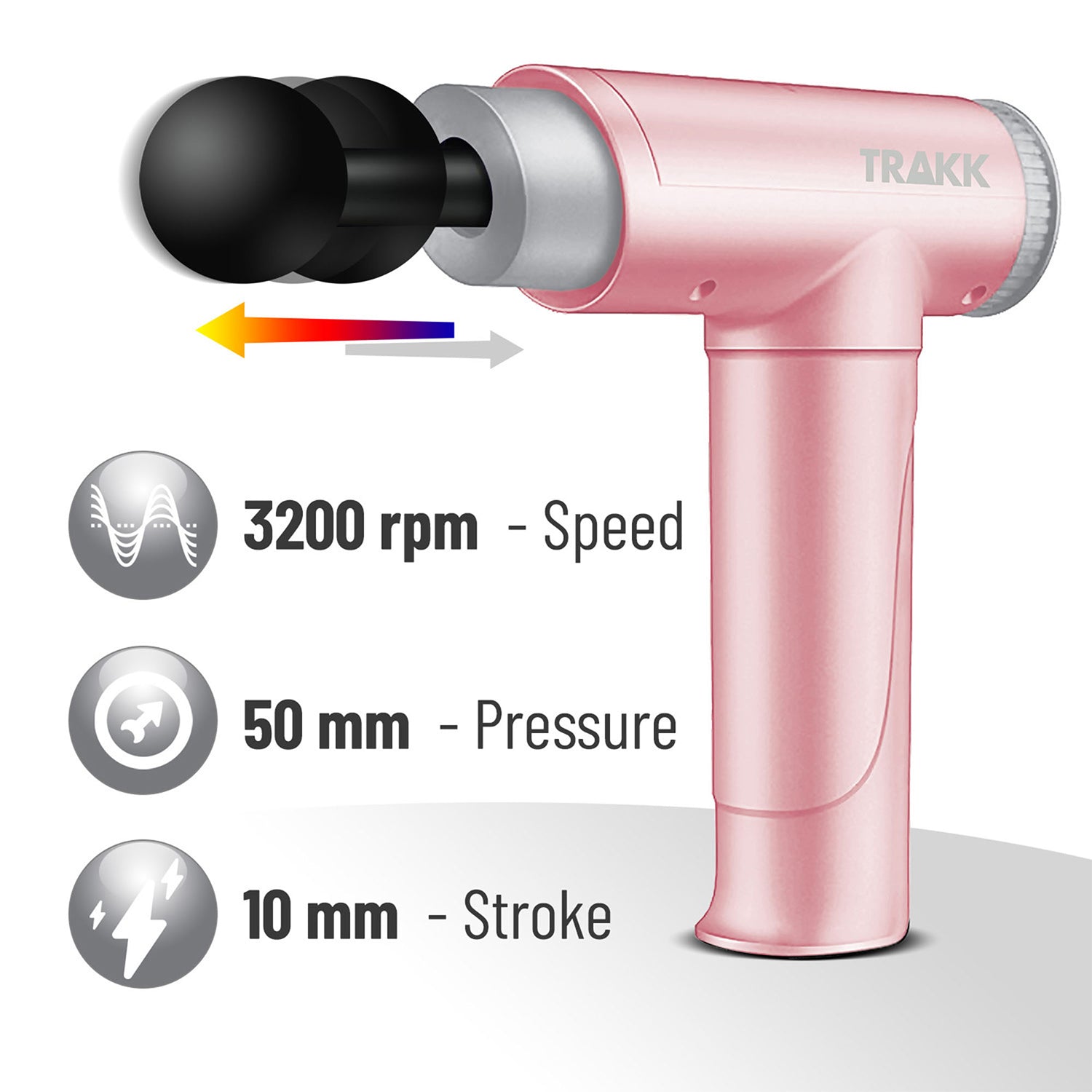 TRAKK Deep Tissue Handheld Massage Gun Therapy w/ Attachments (Open Box) - VMInnovations