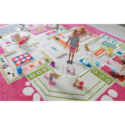 IVI 3D Play Carpet 59 x 39-inch Pink Playhouse Floor Rug Mat for Kids, Medium - VMInnovations