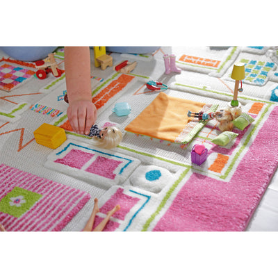 IVI 3D Play Carpet 59 x 39-inch Pink Playhouse Floor Rug Mat for Kids, Medium - VMInnovations