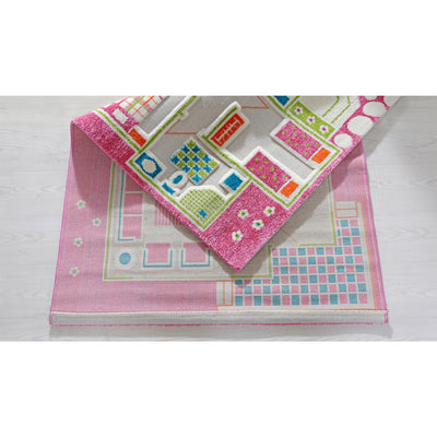 IVI 3D Play Carpet 59 x 39-inch Pink Playhouse Floor Rug Mat for Kids, Medium - VMInnovations