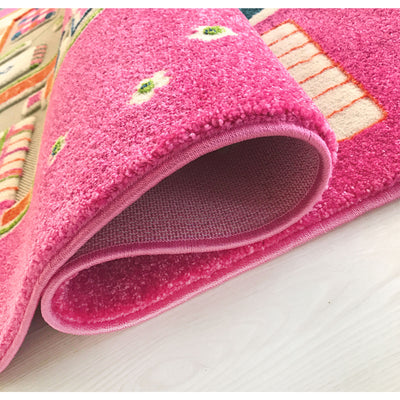 IVI 3D Play Carpet 59 x 39-inch Pink Playhouse Floor Rug Mat for Kids, Medium - VMInnovations
