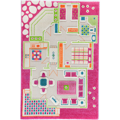 IVI 3D Play Carpet 59 x 39-inch Pink Playhouse Floor Rug Mat for Kids, Medium - VMInnovations
