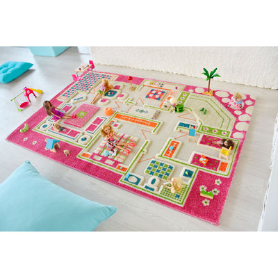 IVI 3D Play Carpet 59 x 39-inch Pink Playhouse Floor Rug Mat for Kids, Medium - VMInnovations