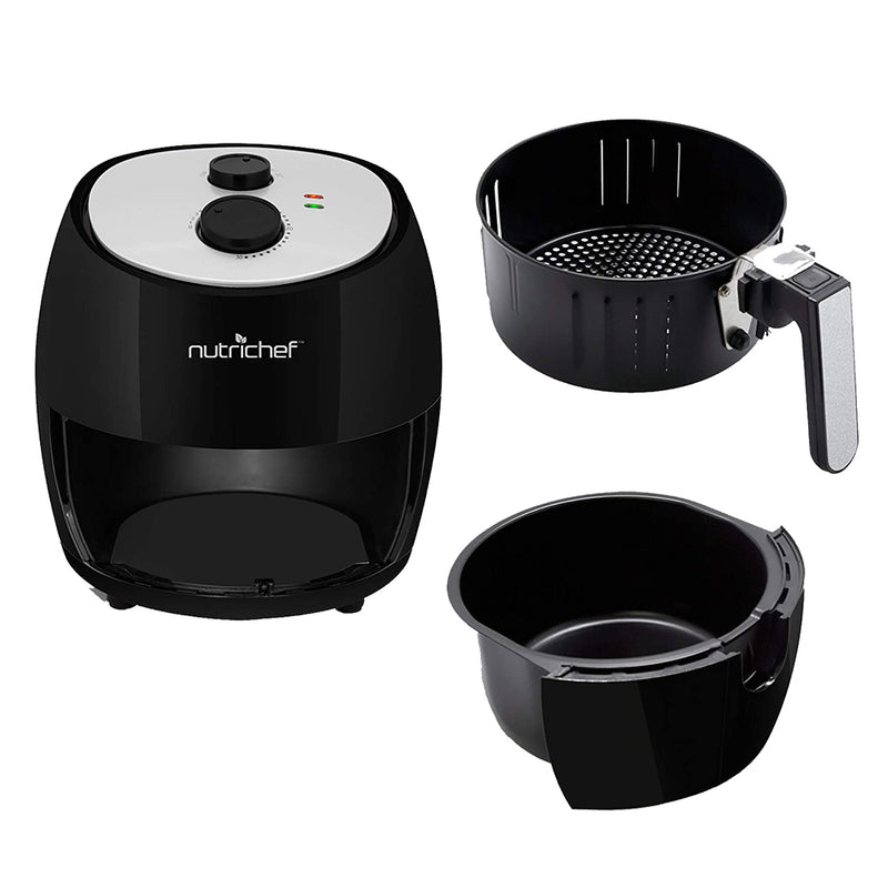 NutriChef Kitchen Countertop Air Fryer Oven Cooker with 3 Quart Basket (2 Pack)