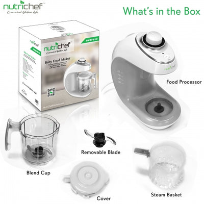 NutriChef Baby Food Maker Puree Food Processor, Blender, and Steamer (Open Box)