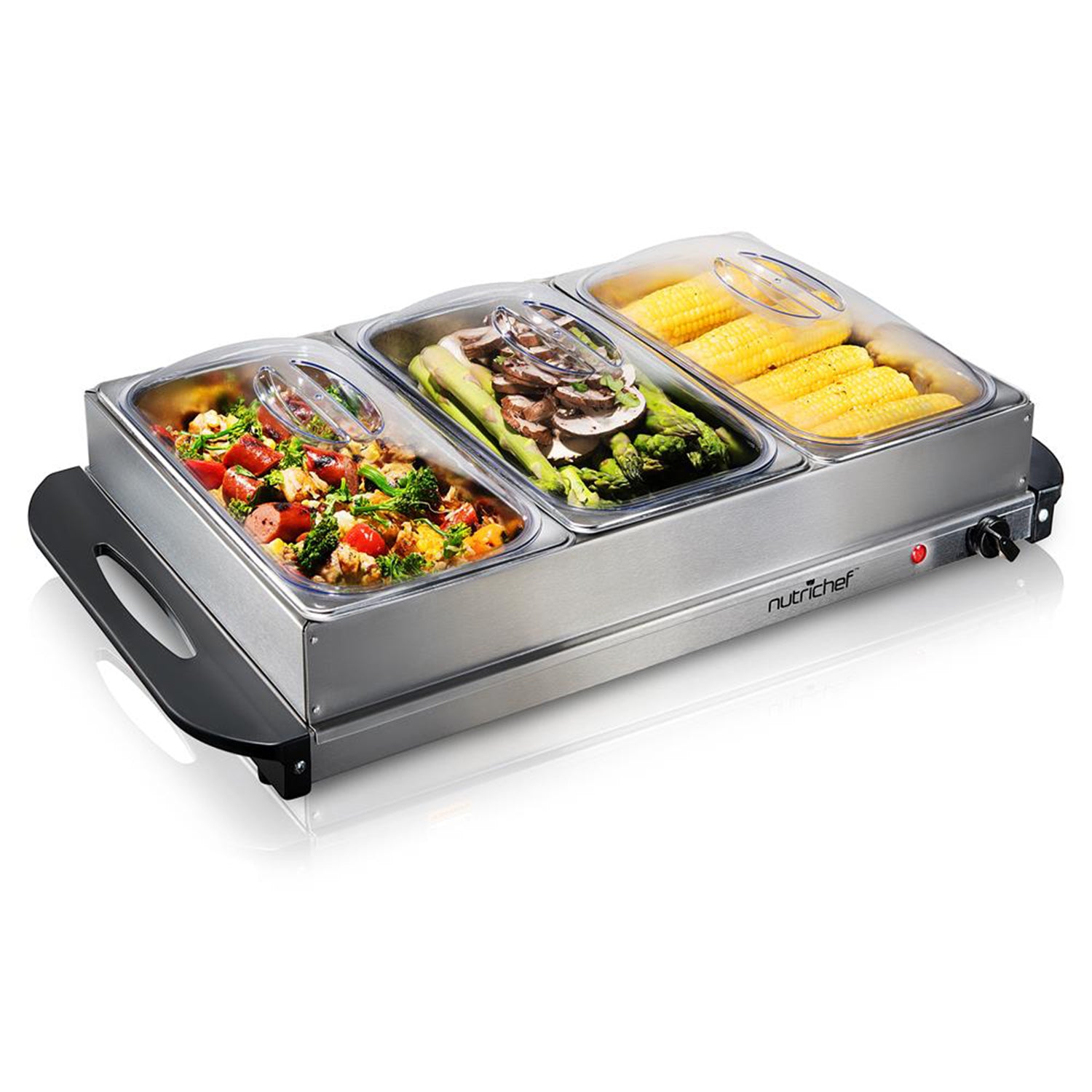 Nutrichef Electric 3 Tray Buffet Server Hot Plate Food Warmer (Open Box) - VMInnovations