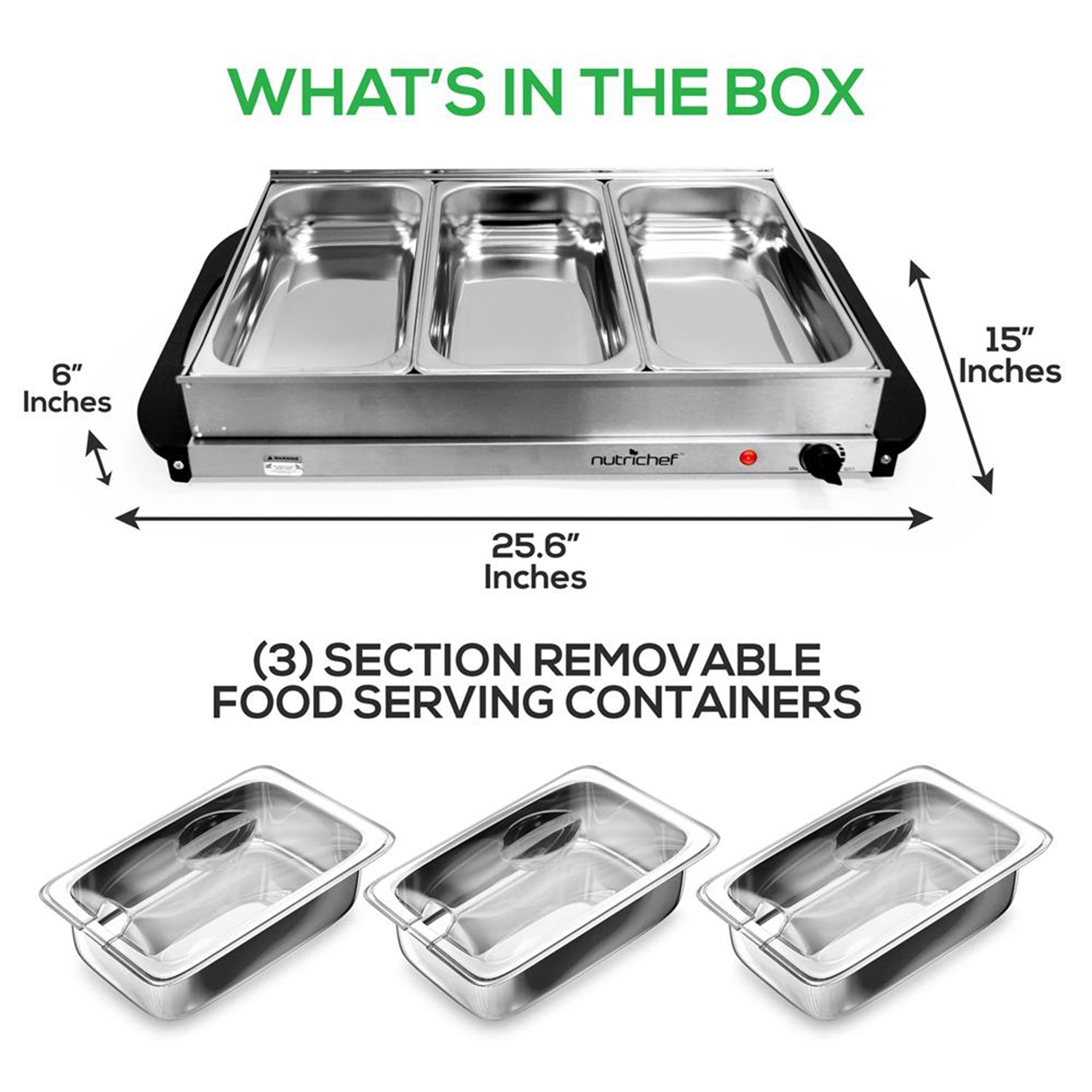 Nutrichef PKBFWM33 NutriChef Electric 3 Tray Buffet Server Hot Plate Food Warmer - VMInnovations