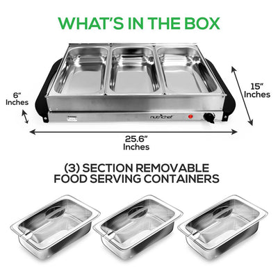 Nutrichef NutriChef Electric 3 Tray Buffet Server Hot Plate Food Warmer(Damaged)