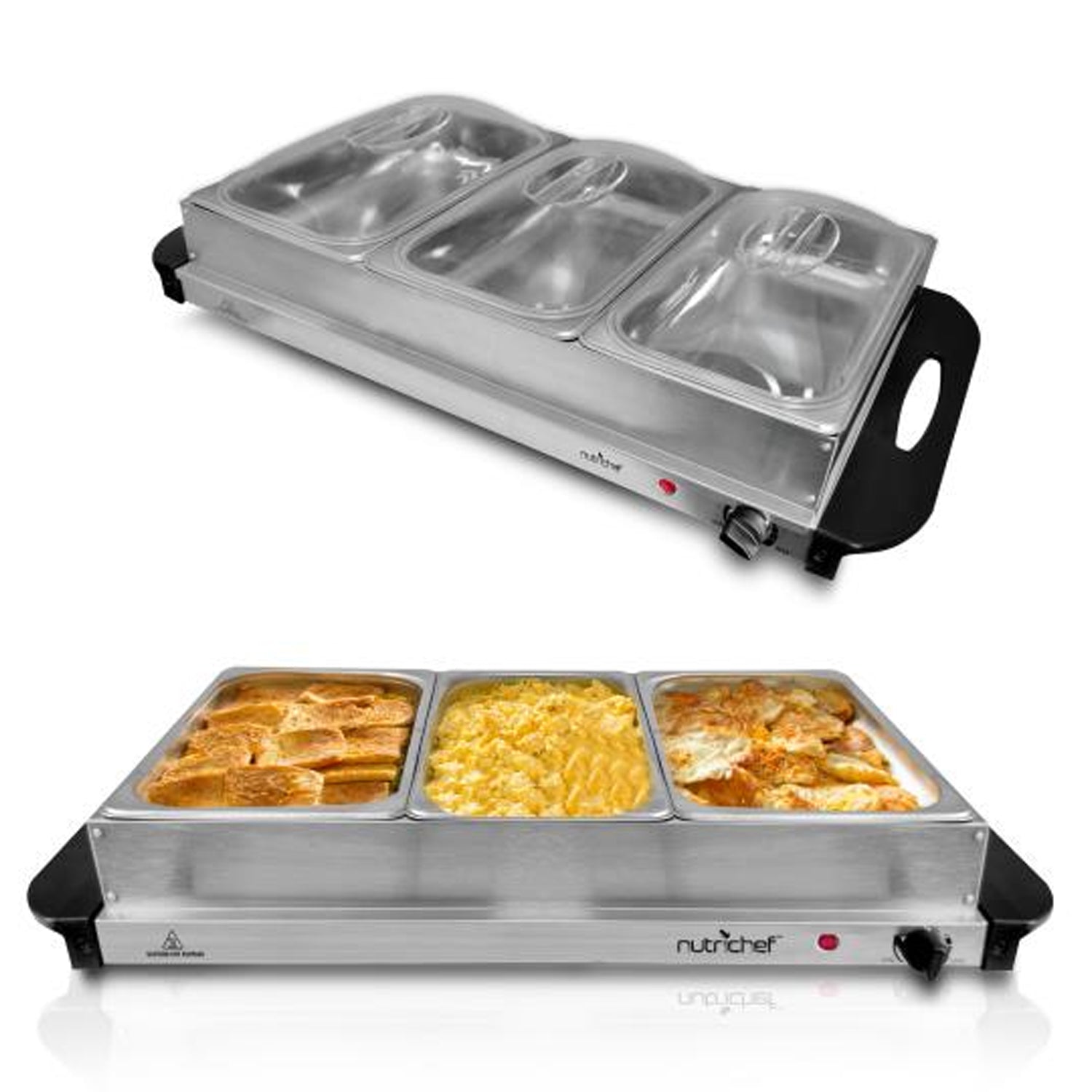 NutriChef Portable 3 Pot Electric Hot Plate Buffet Warmer Serving Dish(Open Box) - VMInnovations