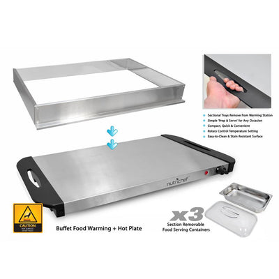 NutriChef Portable 3 Pot Electric Hot Plate Buffet Warmer Serving Dish(Open Box) - VMInnovations