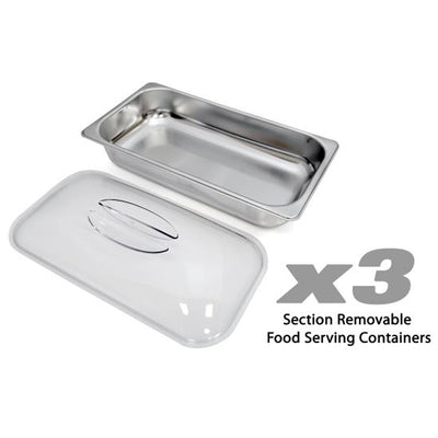 NutriChef 3 Pot Electric Hot Plate Buffet Warmer Chafing Serving Dish (2 Pack) - VMInnovations