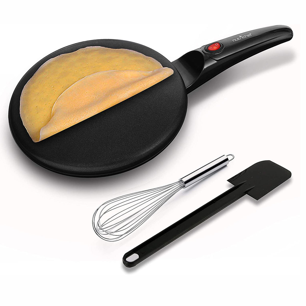 NutriChef Electric Plug In Crepe Maker and Griddle Hot Plate, Black (For Parts)