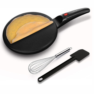 NutriChef Electric Plug In Crepe Maker and Griddle Hot Plate, Black (For Parts)
