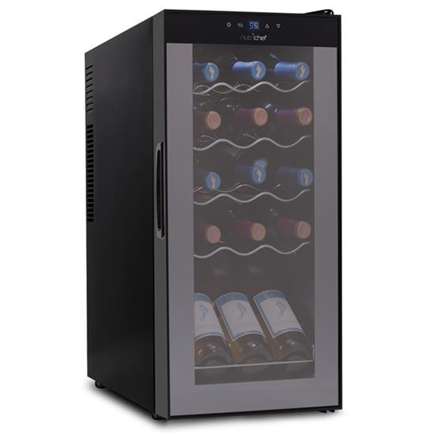 NutriChef Digital 15 Bottle Thermoelectric Wine Chiller Cooler, Black (Open Box) - VMInnovations