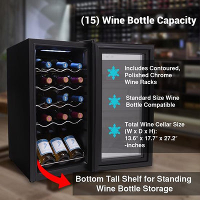 NutriChef Digital Electric 15 Bottle Thermoelectric Wine Chiller Cooler (2 Pack) - VMInnovations