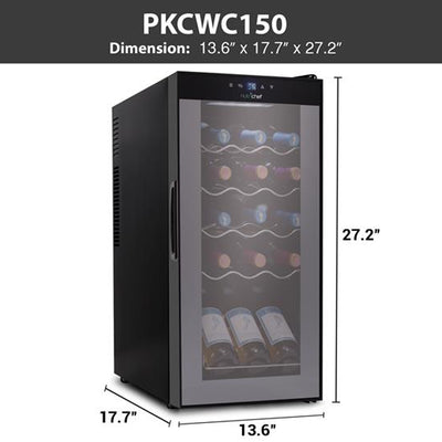 NutriChef Digital 15 Bottle Thermoelectric Wine Chiller Cooler, Black (Open Box) - VMInnovations